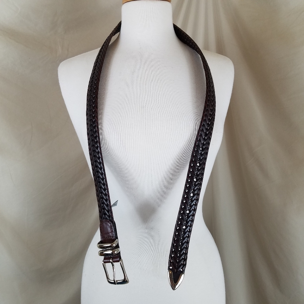 Perry Ellis Portfolio Brown Braided Leather Belt